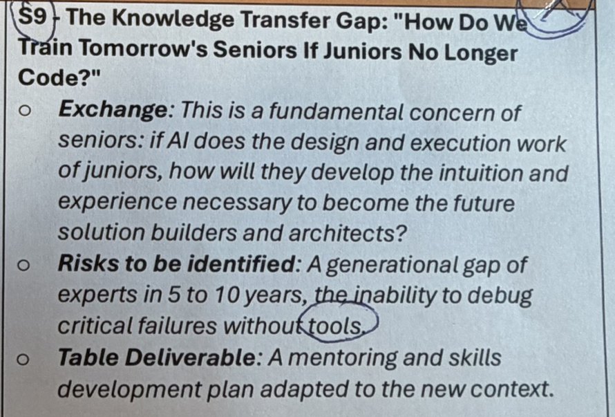 The printed summit agenda showing subject S9, The Knowledge Transfer Gap, circled in pen.